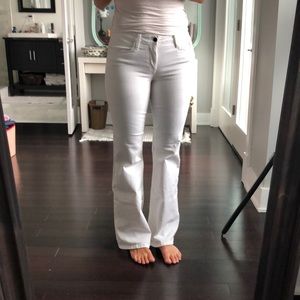 White flare jeans